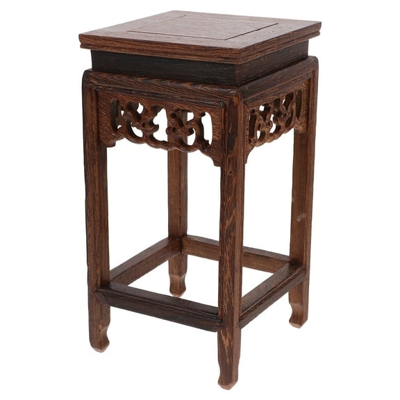 HONITANO 1Pack Wood Small Stool Dark Brown Rectangular for Living Room Decor