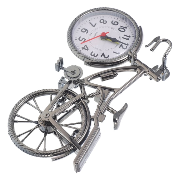HONITANO 1Pcs Alarm Clock Retro Bicycle Style for Bedroom and Bar Decor Silver ABS