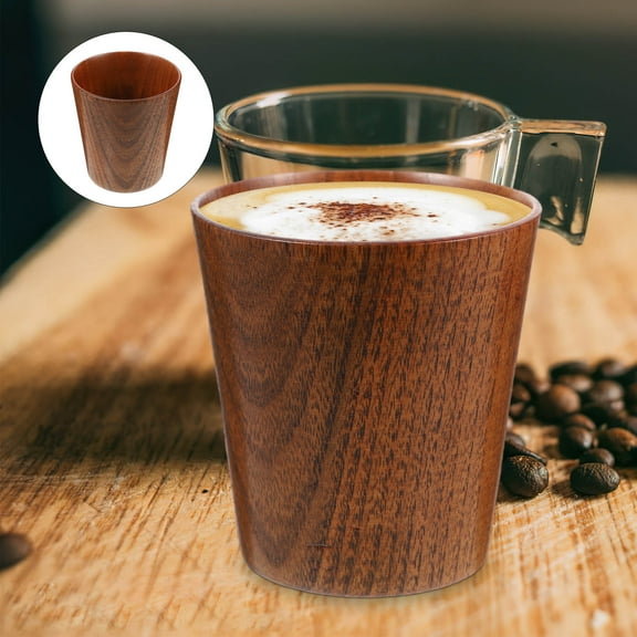 HONITANO 1Pcs Bamboo Cup for Hotel Use Jujube Wood Brown 9x8.5x8.5 in