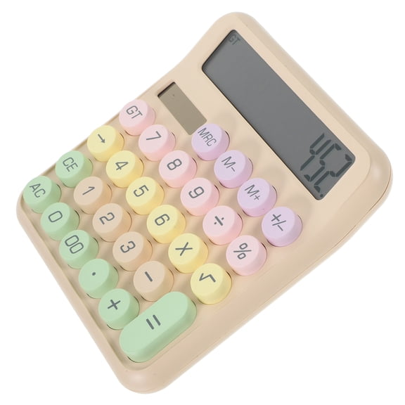 HONITANO Beige Portable Mechanical Calculator for School Use, Compact Plastic Design, Easy Calculation, 5.9x5.7x0.8in