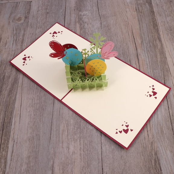HONITANO 1Pcs Easter Celebration Greeting Card Rectangular Craft Paper 3D Design Handmade Kids