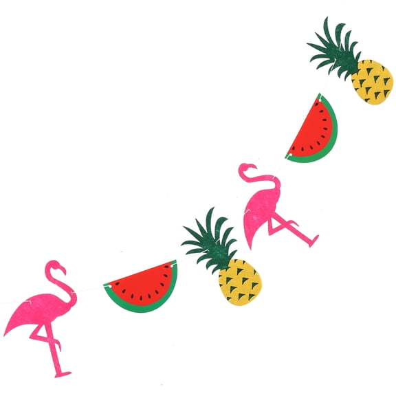HONITANO 1Pcs Flamingo Buntings Banners Assorted Color Felt Rectangle Shape Hawaiian Summer Party Decoration
