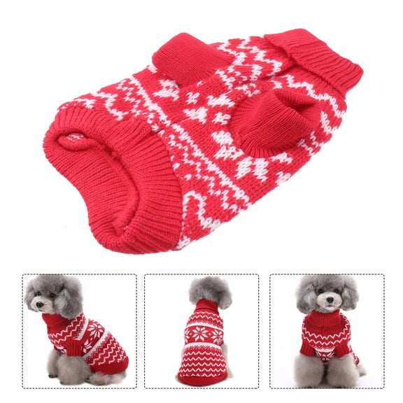 HONITANO 1Pcs Red Acrylic Snowflake Pattern Dog Winter Coats for Pet Clothes in L Size