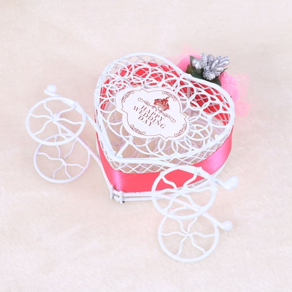 HONITANO Iron Hollow Candy Box 12x8x3.5cm Heart Shaped Carriage Wedding