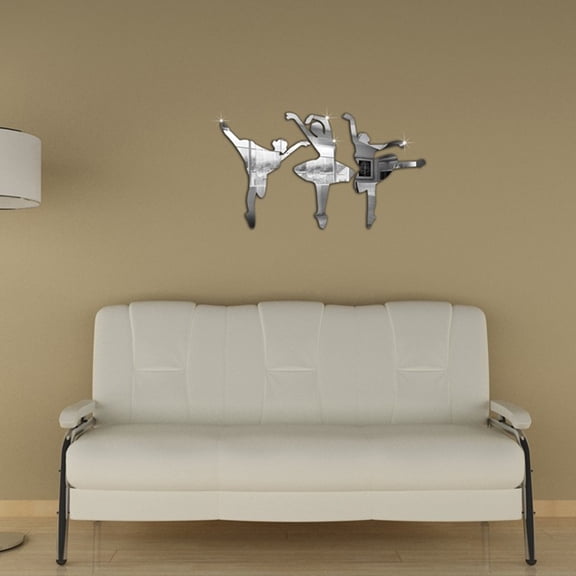 HONITANO 1Set Acrylic Silver Square Wall Sticker For Dance Room Decor 5.11X5.11In