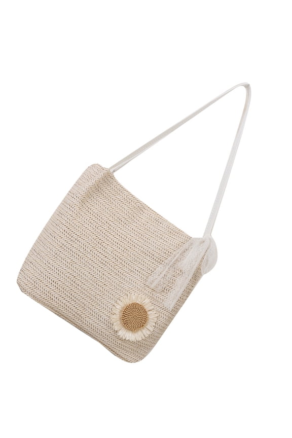 1Set Large Straw Bag Rectangular Shape for Summer Beach and Travel Use