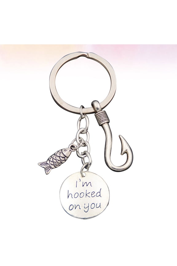 1Set Metal Fish Keychain Fathers Day present Key Chain Pendant for Bag Cell Phone Car