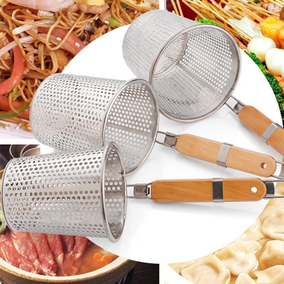 HONITANO Noodles Strainer Basket Set for Kitchen Cooking and Draining, Sieve Colander, 11.8 x 5.5 x 5.5 inches