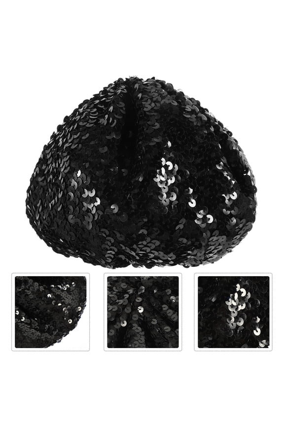 1Set Sequined Berets For Women Black Beret Hats For Daily Use
