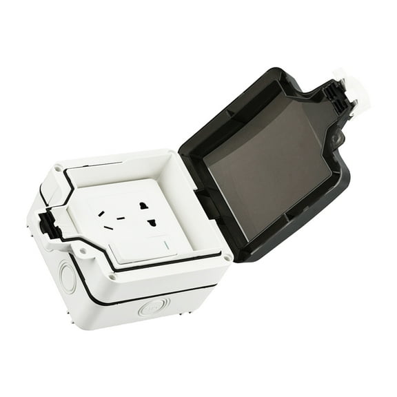 HONITANO 1Set Square Switch Socket Protector for Bathroom Waterproof IP66 Grade White