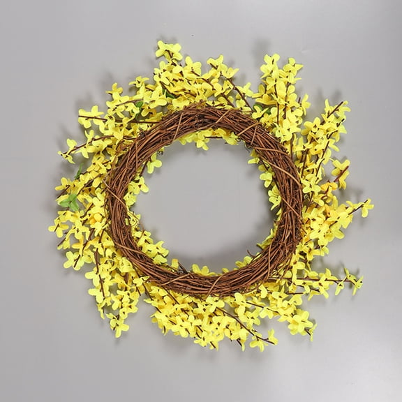 HONITANO 1Set Yellow Wooden Wreath Door Ornaments Spring Eternal Flower Door Decoration for Families
