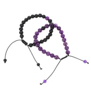 HONITANO 2Pcs Delicate Black Beaded Bracelet Couples Decorative Stone Matching Accessory
