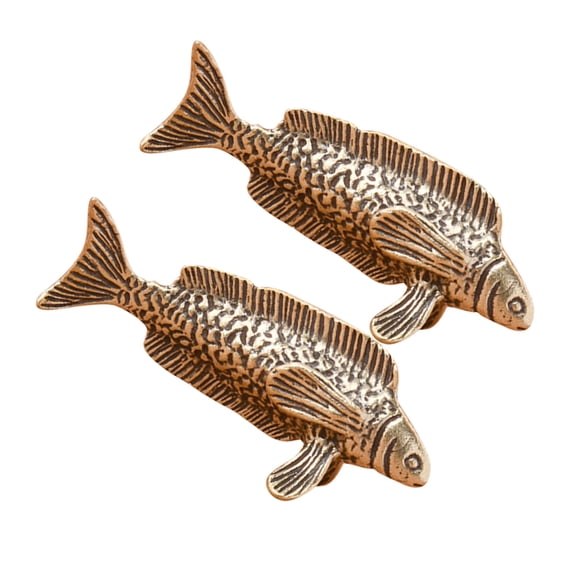 HONITANO Set of 2 Golden Brass Fish Figurines Vintage Animal Decor for Indoor Tabletop and Desktop Display