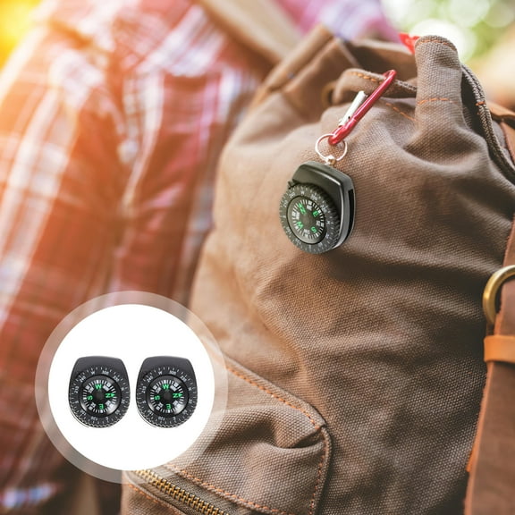 HONITANO 2Pcs Portable Acrylic Black Circular Compass Hiking