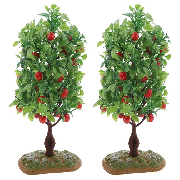 HONITANO 2Pcs Simulated Fruit Tree Model Green Plastic for Micro Landscape DIY with Lightweight and Vivid Design