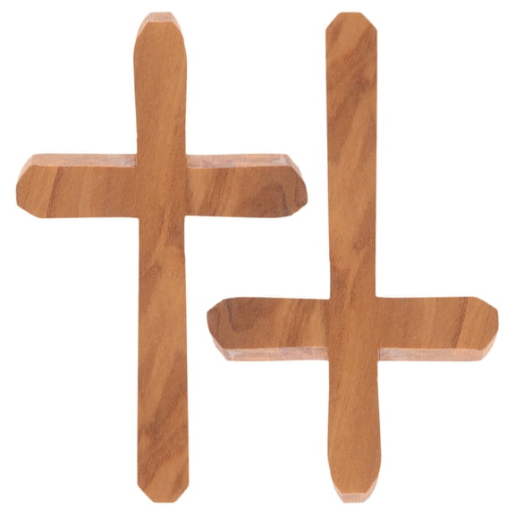 HONITANO 2-Pack Table Cross Set for Decor and Home Display in Khaki Olive Wood Finish