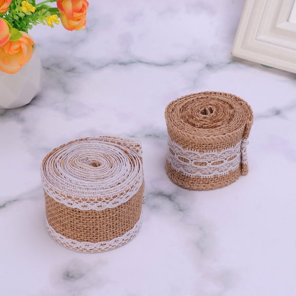 HONITANO 2Set Craft Ribbon Jute Burlap Ribbon Roll Multi Colored 5X78In For Art Lessons Handicraft Activities