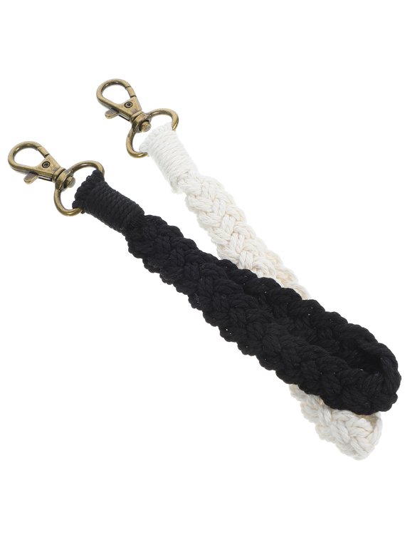2Pcs Wristlet Keychains with Intricate Weaving for Key Organization