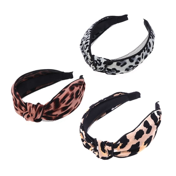 HONITANO 3Pcs Fashion Headbands for Women Grey Leopard Bow Shape Daily Wear Hair Decoration