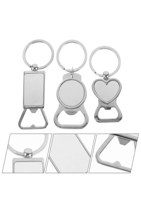 3Pcs Heat Transfer Sublimation Blanks Keychains Bottle Opener for Pocket Bag Backpack Use Compact Shape