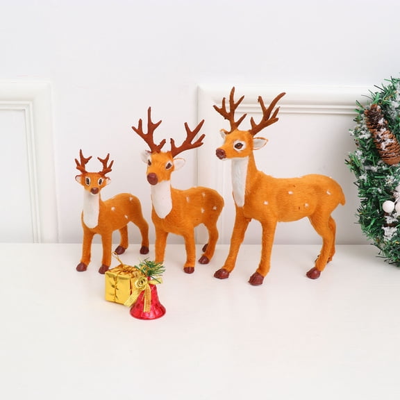 HONITANO 3Pcs Sika Deer Decor Small Figurines Home Decor Cloth Material Suitable For Home Shop Decor 20Cm X 1 In