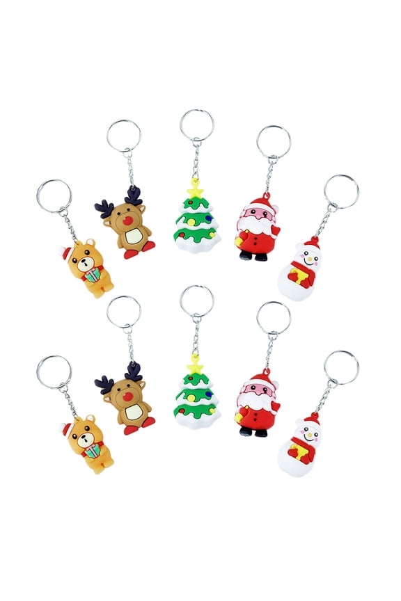 4Pcs Christmas Pendant Keychain Santa Keyring With Christmas Tree Shape For Festive Christmas Party Supplies