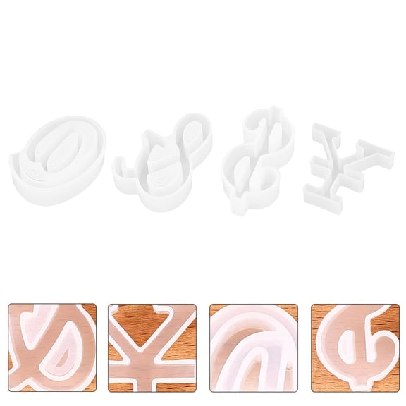 HONITANO 4Set Silicone Symbol Molds Crystal Drop Mold Resin Crafting Mold Handmade Enthusiasts White Symbol Design