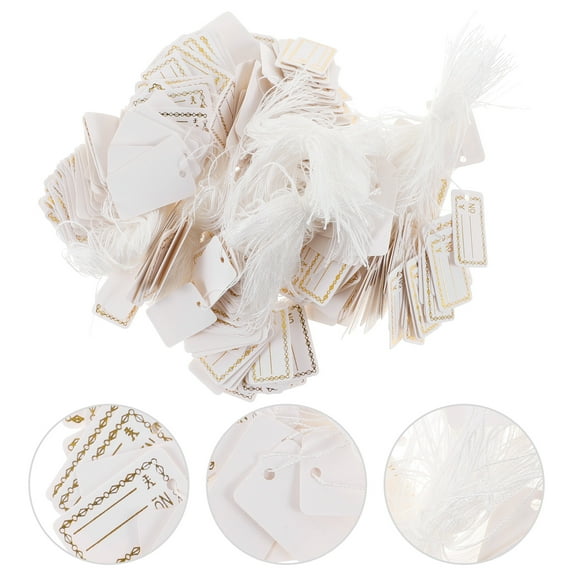 HONITANO 500Pcs Golden Rectangular Writable Jewelry Tags for Pricing Display Retail Use 1x0.7x0.04in