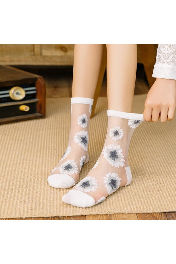 5Pairs Women Sheer Mesh Socks Breathable Comfortable Fit Nylon Ankle Length