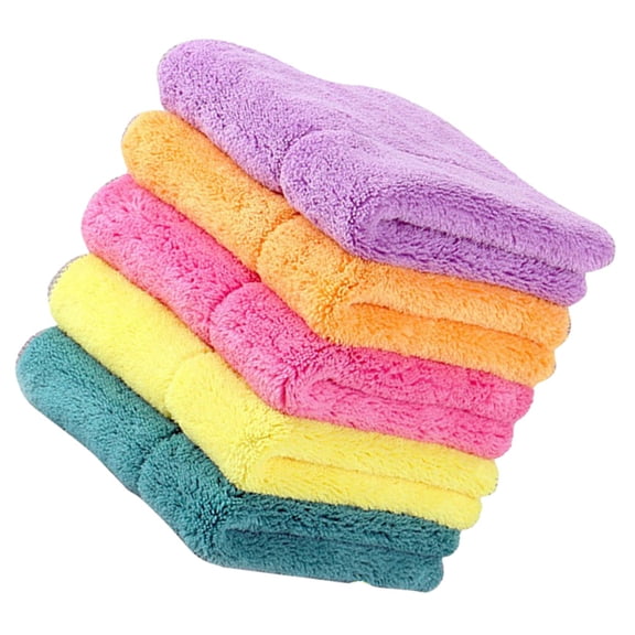 HONITANO 5-Pack Fiber Dish Cleaning Cloths for Kitchen Use, Rectangular, Highly Absorbent and Effective for Dishwashing