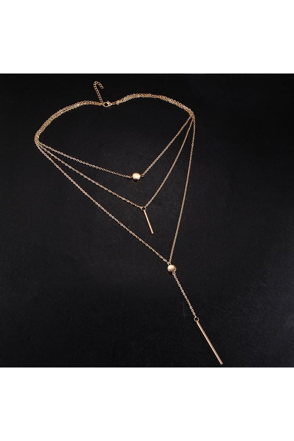 5Pcs Multi Layer Necklace with Round Dots and Line Design for Prom Party
