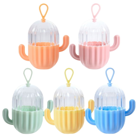 HONITANO 5Pcs Orange Cactus Shape Makeup Sponge Storage Boxes for Dustproof and Portable Use