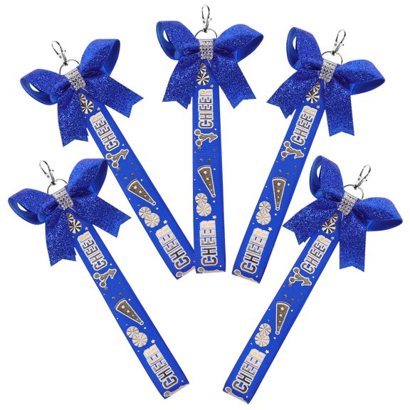 HONITANO 5-Pack Cheerleader Bow Keychain Charms Sports Accessories for Bags, Backpacks, and