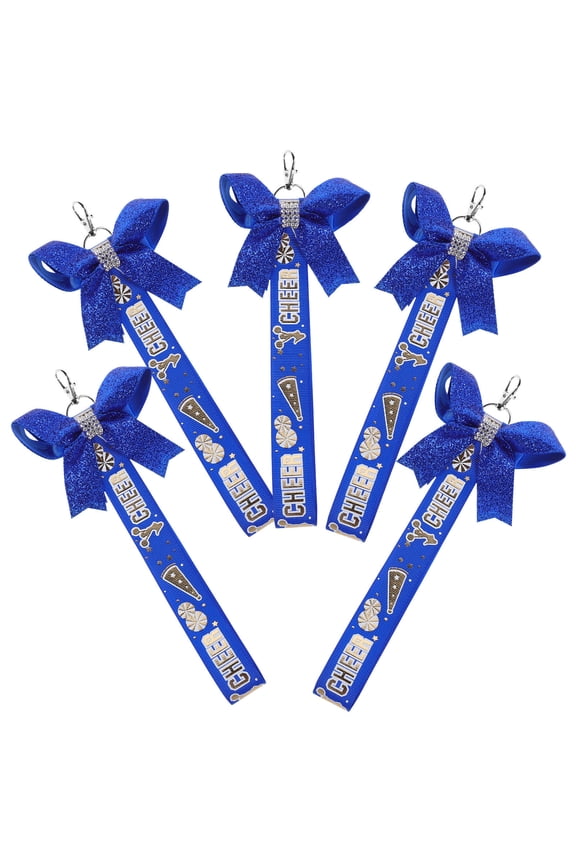 5-Pack Cheerleader Bow Keychain Charms Sports Accessories for Bags, Backpacks, and