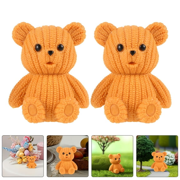 HONITANO 6Pcs Miniature Bear Shape Orange PVC Tiny Bear