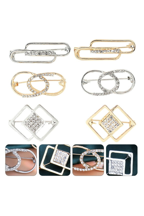 6Pcs No-Sew Chest Brooch Safety Pin for Women Clothing Decor