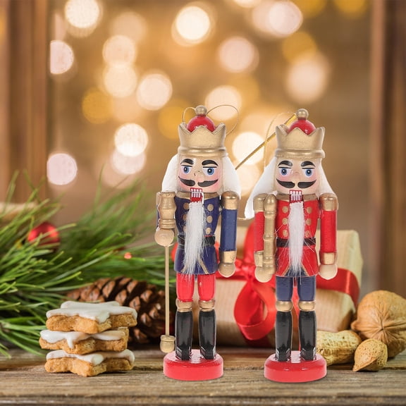HONITANO 6Pcs Nutcracker Christmas Decoration Hanging Xmas Soldier Shape Assorted Color 13x5cm Wood for Home