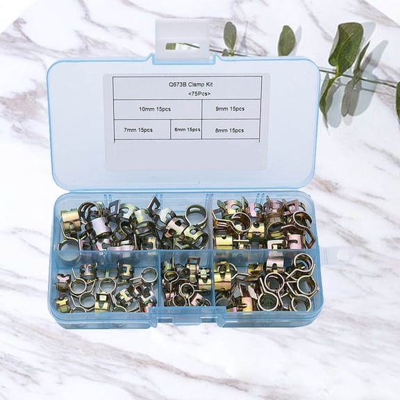 HONITANO 75Pcs Spring Clips Steel Fastening Hose Air Hose Water Pipe Fuel Line Silicone Hose 12.7*6.8in
