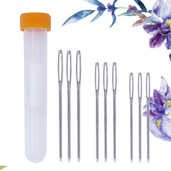 HONITANO 9Pcs Metal Knitting Needle Big Eye Needles For Cross Stitch And Crochets