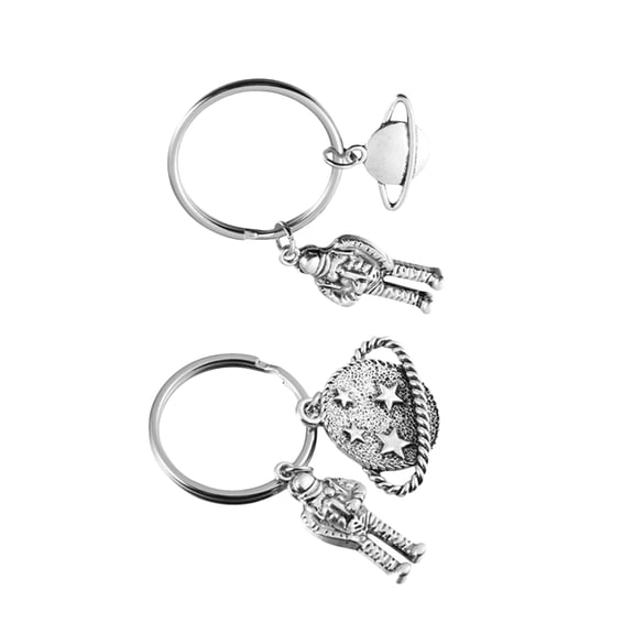 HONITANO Astronaut Shaped Metal Keychain Cool Unique Design Organize Keys Fashion Accessory 2Pcs