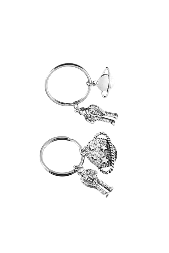 Astronaut Metal Keychain Set, Unique Space Design, Key Organizer, Fashionable Accessory, 2 Pieces