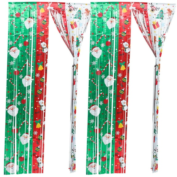 HONITANO Backdrop Curtain 2Pcs Set Tinsel Foil Fringe Multi Color Photo Prop For Festivals 78.60X39.30In
