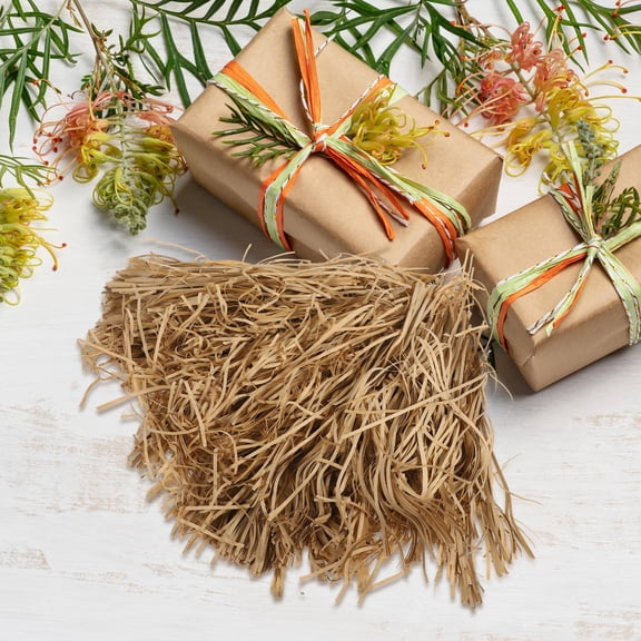 HONITANO Khaki Raffia Grass Shredded Paper, Eco-Friendly and Durable for Present Packing