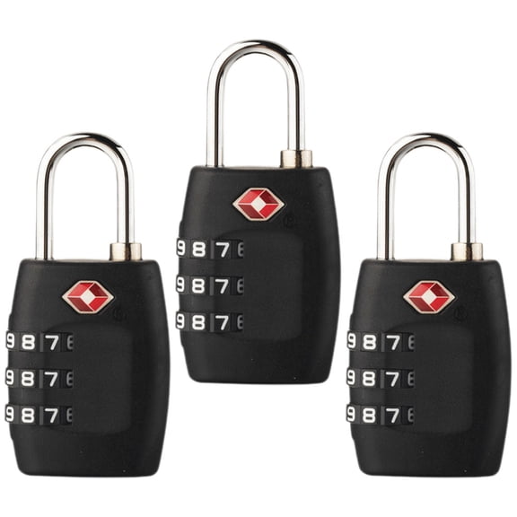 HONITANO Black 3Pcs Combination Padlocks for Luggage Bags and Handbags