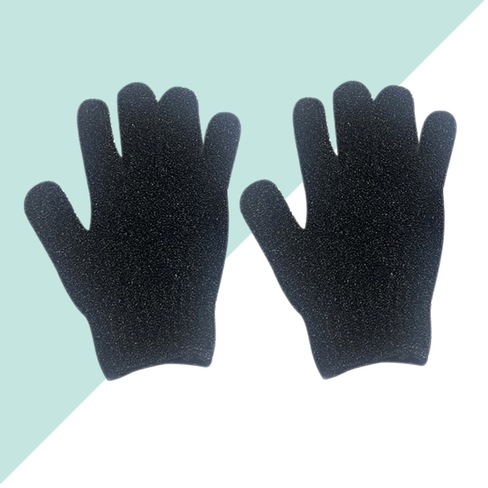HONITANO Body Wash Mitts 2Pcs Black Exfoliating Gloves For Dead Skin Removal 11.4x5.9x0.4in