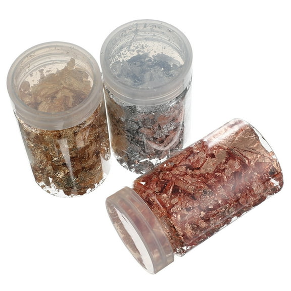 HONITANO Bottles Metallic Foil Flakes 3Pack 10X5.2cm For Nail Lovers And Interior Design