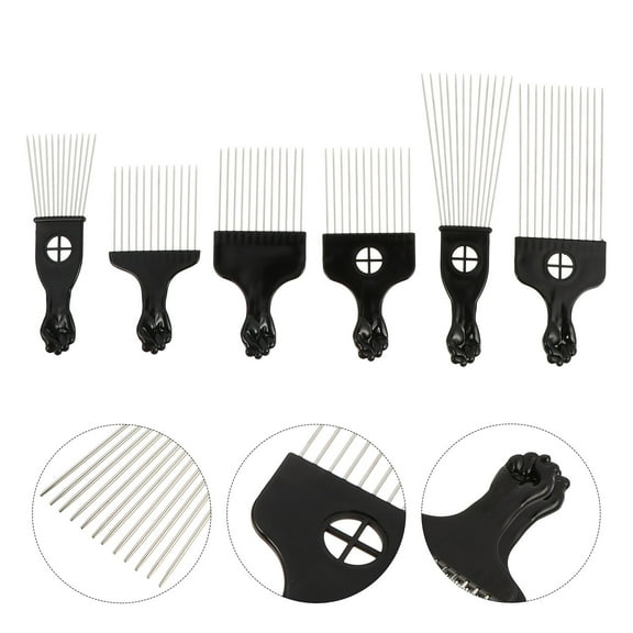 HONITANO Braiding Comb Perm Style Combs for Home Use Black 6Pcs 8.7x2.8x0.2In