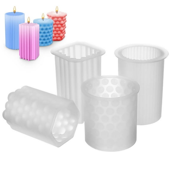 HONITANO Candle Making Kit 4Pcs Candle Molds Pillar Scented Candles Diy Projects