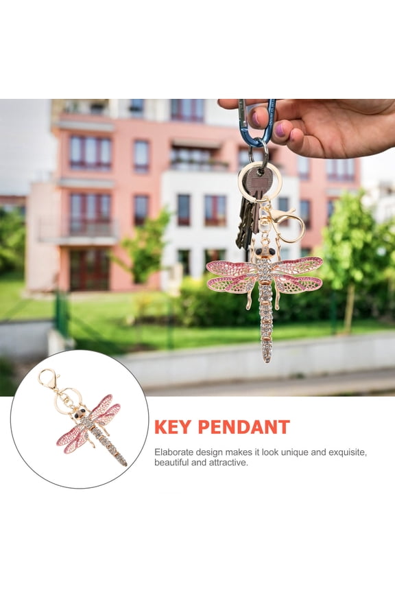 1Pc Dragonfly Keychain Women Creative Design Key Chain Metal Gradient Color Bag Accessory
