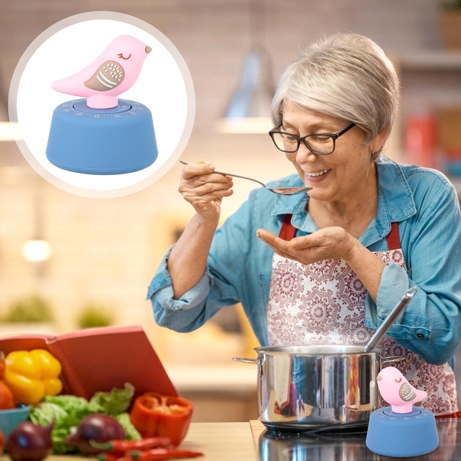 HONITANO Bird Kitchen Timer 1 Pack Manual Wind-Up Cooking Timer Cute ...